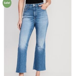 Old Navy Higher High-Waisted Cropped Cut-Off Flare Jeans, Size 10